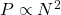 P\propto N^2