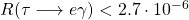 R(\tau\longrightarrow e\gamma)<2.7\cdot 10^{-6}