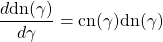 \begin{equation*} \dfrac{d\mbox{dn(\gamma)}}{d\gamma}=\mbox{cn}(\gamma)\mbox{dn}(\gamma) \end{equation*}