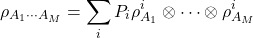 \[\rho_{A_1\cdots A_M}=\sum_i P_i\rho^i_{A_1}\otimes \cdots \otimes \rho^i_{A_M}\]
