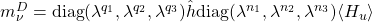 m_\nu^D=\mbox{diag}(\lambda^{q_1},\lambda^{q_2},\lambda^{q_3})\hat{h}\mbox{diag}(\lambda^{n_1},\lambda^{n_2},\lambda^{n_3})\langle H_u\rangle