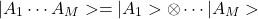\[\vert A_1\cdots A_M>=\vert A_1>\otimes\cdots\vert A_M>\]