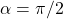 \alpha=\pi/2