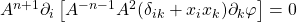 A^{n+1}\partial_i\left[A^{-n-1}A^2(\delta_{ik}+x_ix_k)\partial_k\varphi\right]=0