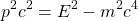 \[ p^2c^2 = E^2-m^2c^4\]