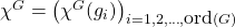 \chi^{G}=\left(\chi^G(g_i)\right)_{i=1,2,\ldots,\mbox{ord}(G)}