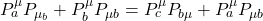P^\mu_aP_{\mu_b}+P^\mu_bP_{\mu b}=P^\mu_c P_{b\mu}+P^\mu_aP_{\mu b}