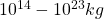10^{14}-10^{23}kg