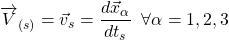 \overrightarrow{V}_{(s)}=\vec v_s=\dfrac{d\vec{x}_\alpha}{dt_s}\;\;\forall \alpha=1,2,3
