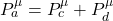 P^\mu_a=P^\mu_c+P^\mu_d
