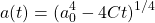 \[\label{eq:AOfTZeroEcc} a(t) = (a_0^4-4Ct)^{1/4}\]